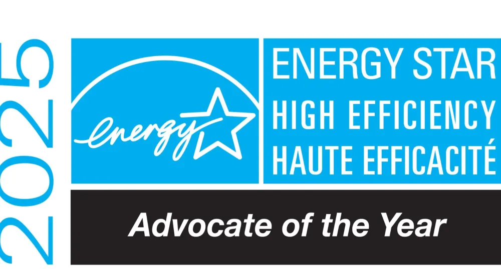 A banner that says Energy Star High Efficiency Advocate of the year.