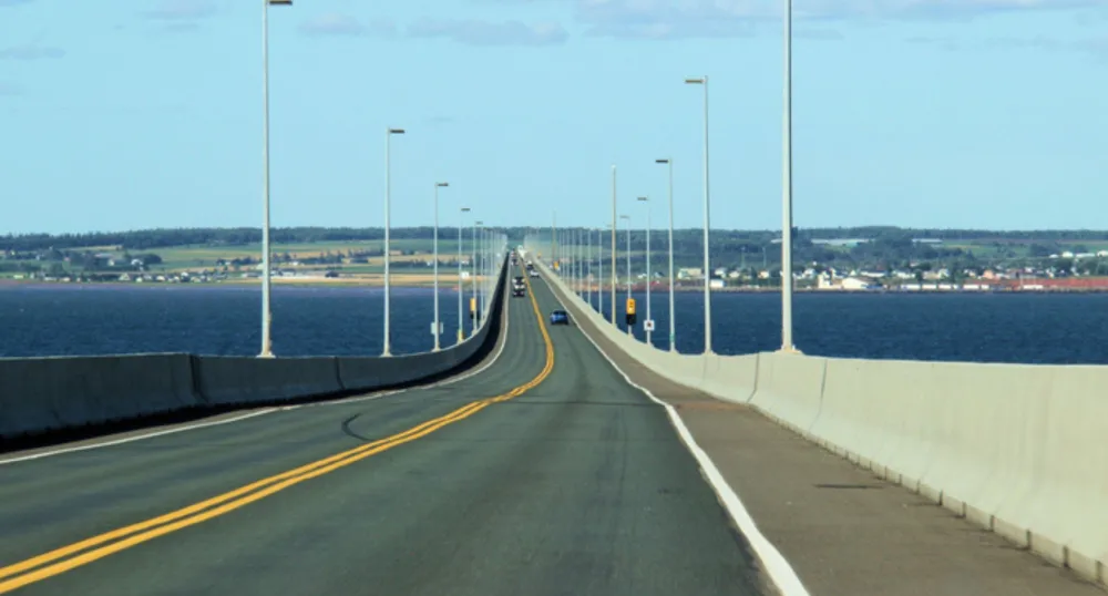 Travelling across the Confederation Bridge towards New Brunswick.
