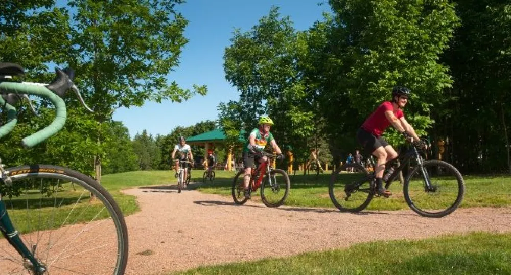 people riding bikes in Bonshaw Provincial Park