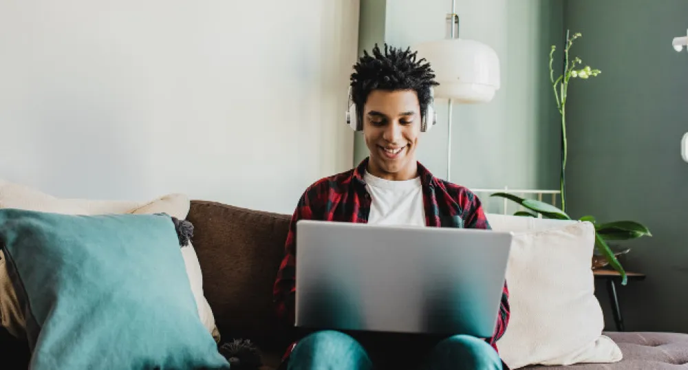 Person looking at a computer