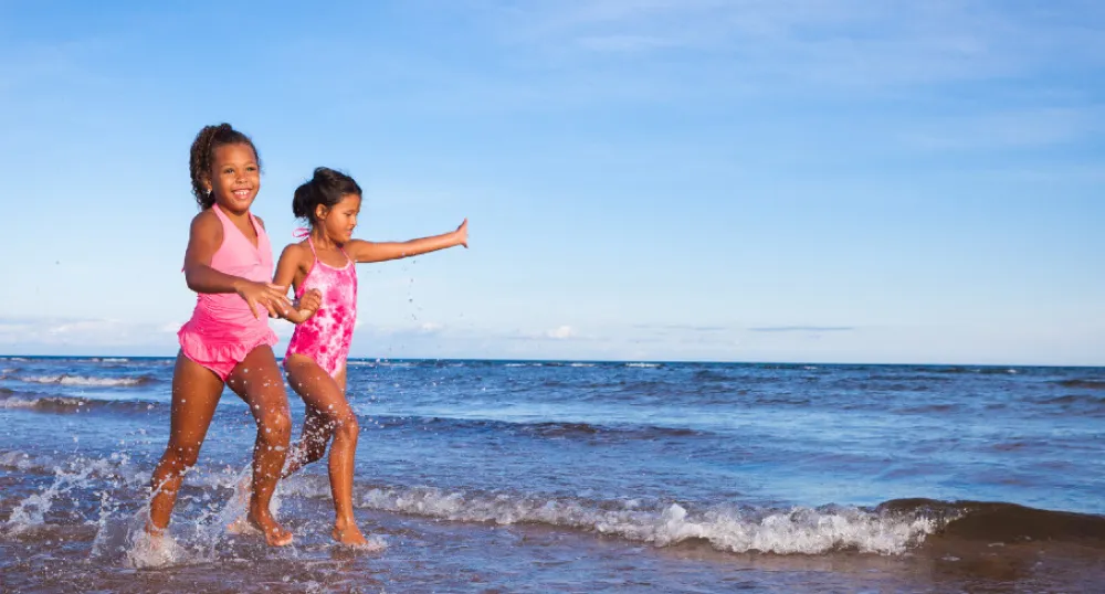 children playing on a beach