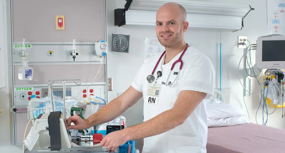 Andrew Fudge, RN Andrew Fudge, RN at work in a clinical setting