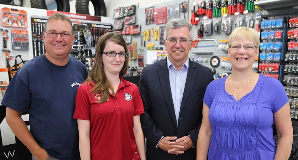 Eastern Auto Supply benefits greatly from provincial partnership Thane Thomson, owner of Eastern Auto Supply; Melanie Worth, new employee hired through Employ PEI; Minister Richard Brown, Workforce and Advanced Learning; and Bernice Thomson, owner of Eastern Auto Supply met recently at the shop on St. Peters Road in Ch