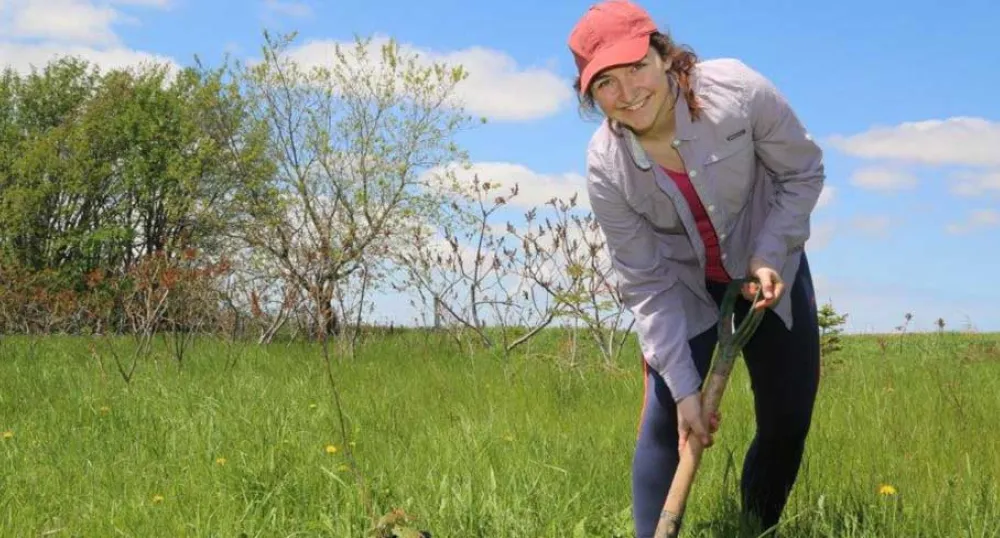 Katie Zember is shown here planting a tree as part of her summer job with a local environment group. 