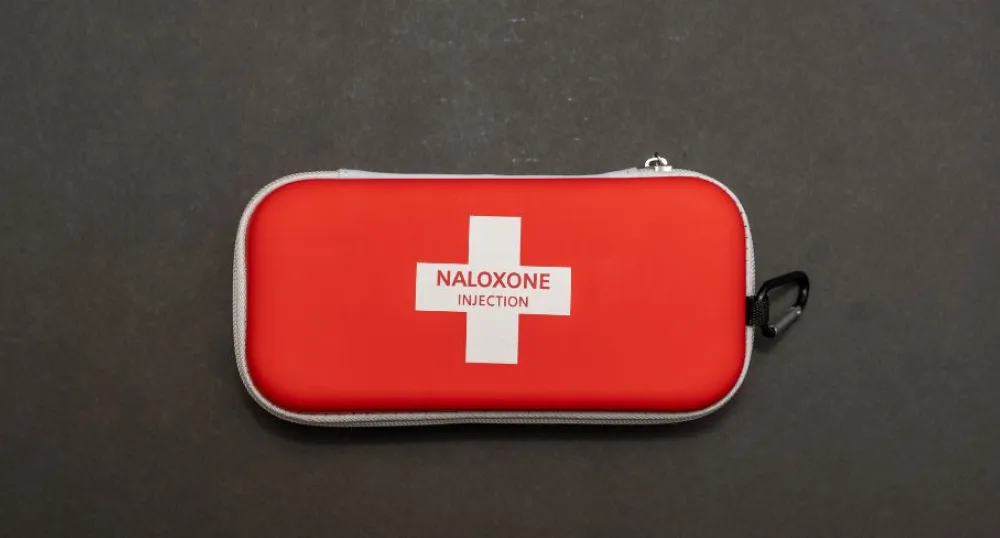 Free naloxone kits now available in Island pharmacies image of a red naloxone kit