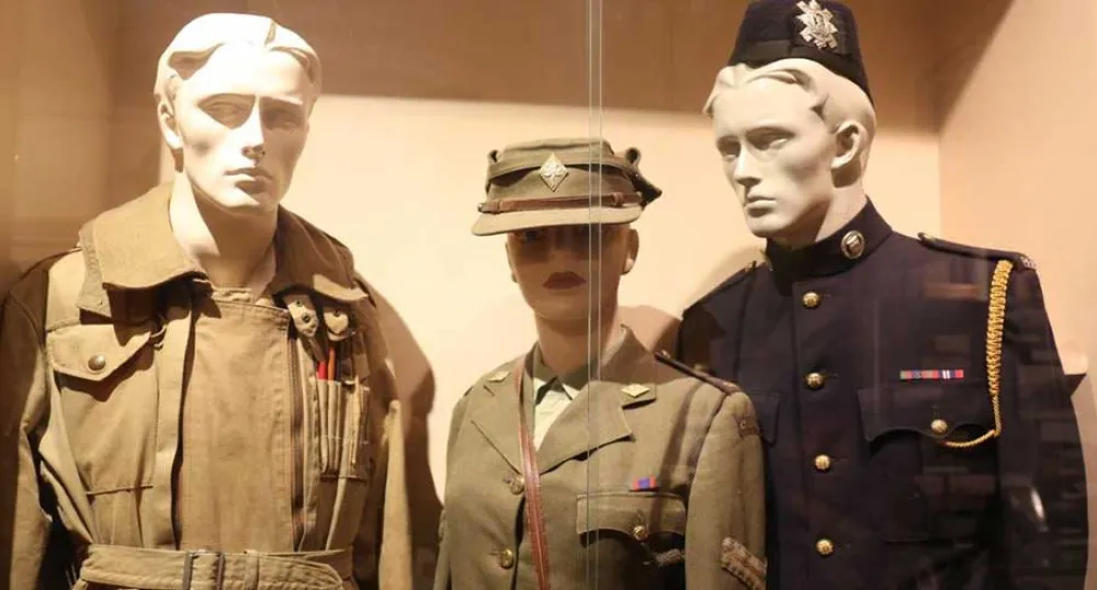 Uniforms displayed at the Canadian Armed Forces military museum.