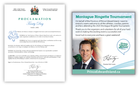 Sample proclamation letter from the Premier