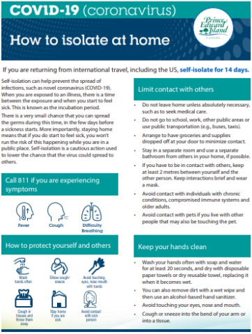 Self Isolation Information Sheet Thumbnail