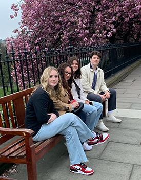 Dr. Stewart in Scotland with her niece Chelsea, son Dexter, and daughter Lindsay.