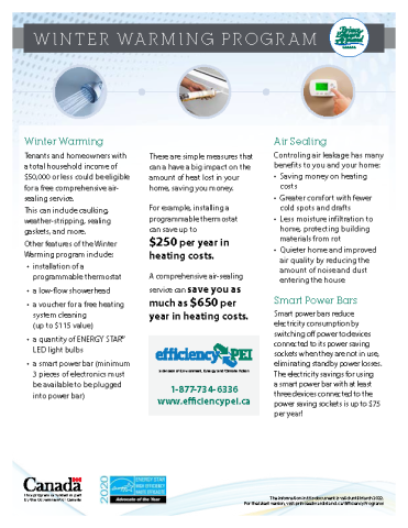 Thumbnail image of Winter Warming efficiency program brochure and application