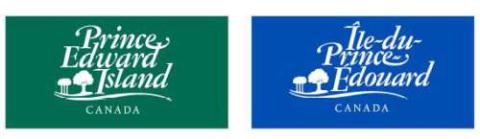 PEI wordmark on corporate green and corporate blue background