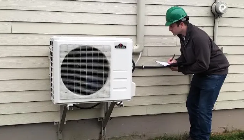 Energy efficient heat pump outside a PEI home