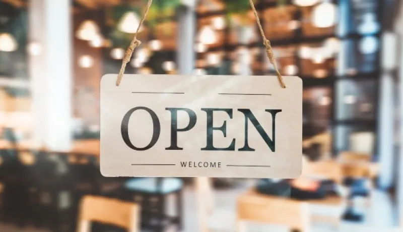 sign that says open