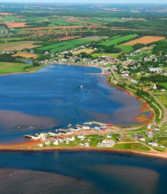 Rural Growth Iniative PEI Aerial view of North Rustico in summer