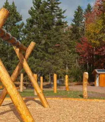 Bonshaw Hills Provincial Park Playground area at entrance to Bonshaw Hills Provincial Park trail system