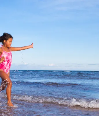 children playing on a beach