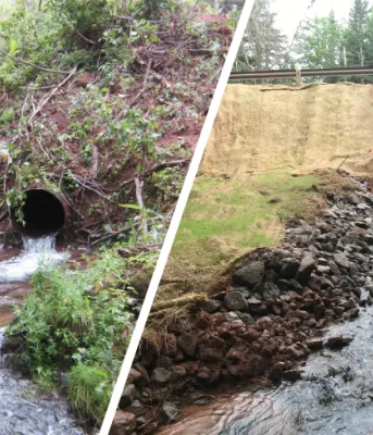 Before and after - Tim's Creek, Suffolk Road This is a before and after photo of Tim's Creek on the Suffolk Road