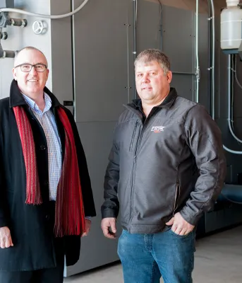 Atlantic Bioheat owner Dick Arsenault and Minister Chris Palmer. Atlantic Bioheat owner Dick Arsenault and Minister Chris Palmer.