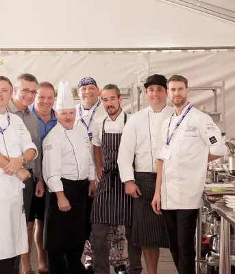 Group of six chefs standing at Chef&#039;s Challenge