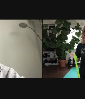 Exercise program helping Islanders with chronic illness split image of two people one of them in a room and the other in a gym workout space