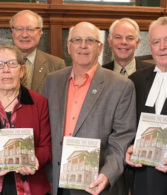 Sean Mcquaid, Premier H. Wade MacLauchlan, Peter Bevan-Baker, Cassandra Bernard, Marion Murphy, George Webster, Honourable Francis (Buck) Watts and Honourable James Alyward