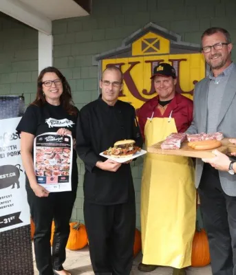Porktoberfest spotlights local chefs, Island food Minister Alan McIssaac and four others display Porkoberest food.