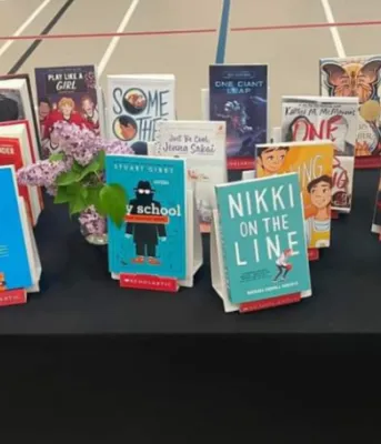 image of a display of books on a table