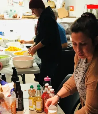 Students at Slow Cooked Dreams cooking session