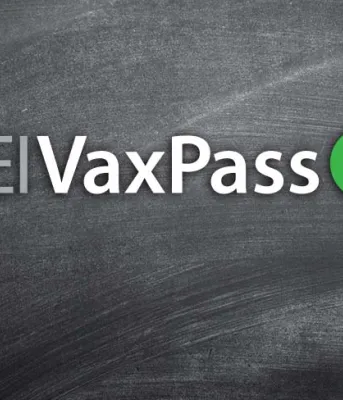 Graphic with the words PEI Vax Pass