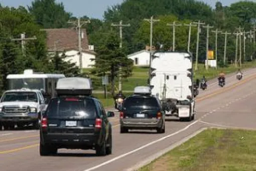 cars and trucks on PEI highway